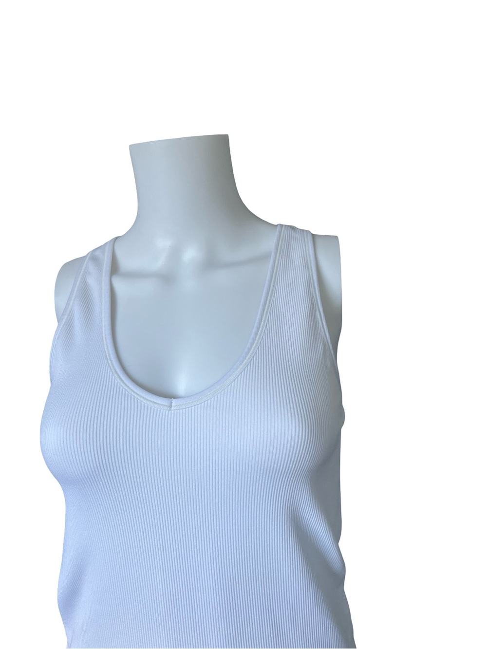 Athleta Aurora Tank White Seamless Athletic V Neck Ribbed Knit Womens Size Small - Picture 5 of 9